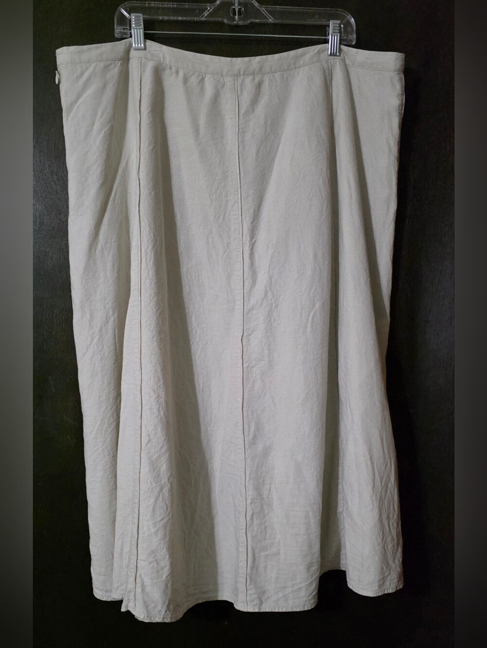 CJ Banks Cream Colored A-line Linen Blend Lined Midi Skirt Size 20W